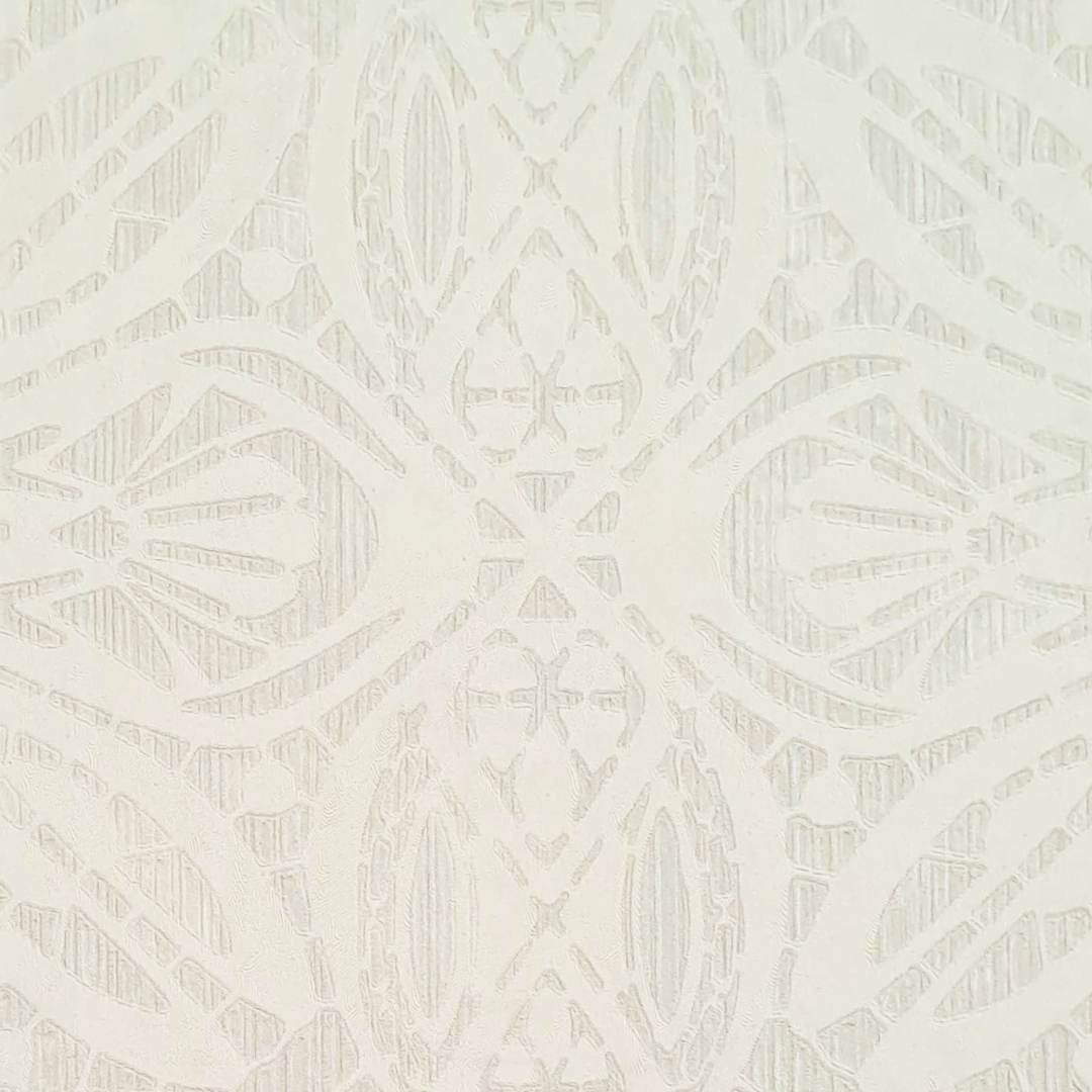 Papel Tapiz Ornamentación Floral en Relieve Crema